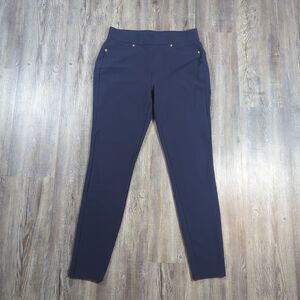 Michael Kors Womens Blue Pants Skinny Jeggings Size M Back Pockets Gold Accents
